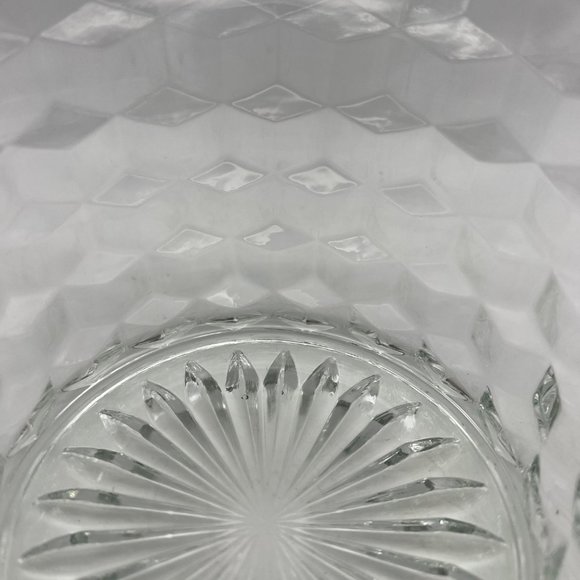 Vintage Pressed Glass Candy Dish with Cube Pattern & Starburst Bottom 3.5" Tall - Picture 4 of 6